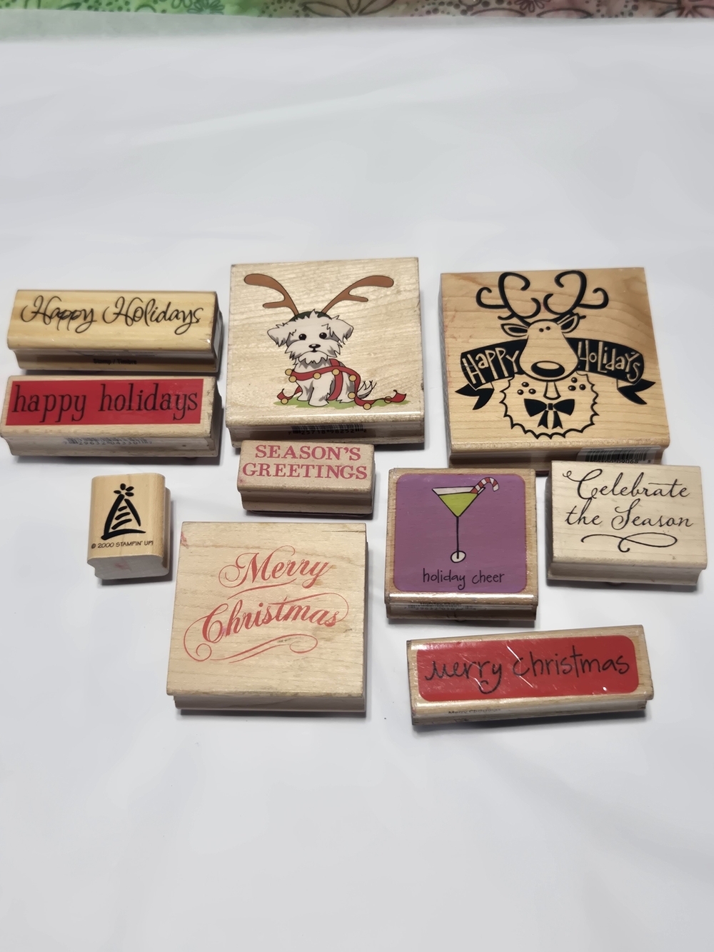 Lot 27- Wooden Holiday Rubber Stamp Set